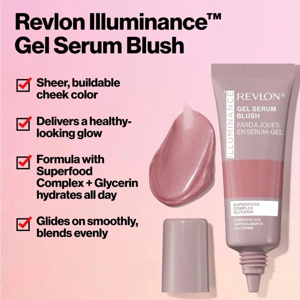 Revlon Illumunance Gel Serum Blush, Lightweight, Peach Blush- 130 Beaming Coral